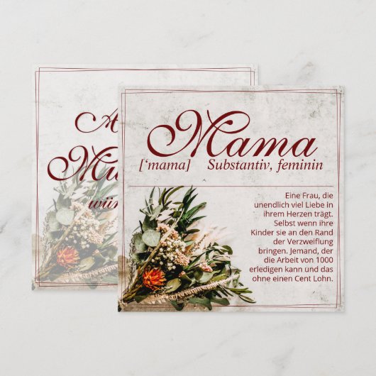 Mama - einfach unersetzlich - Bouquet (Vorne/Hinten)