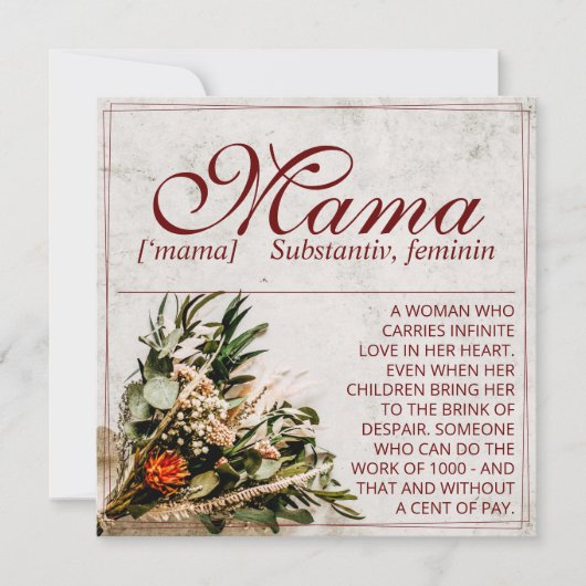 Mama - einfach unersetzlich - Bouquet (Vorderseite)