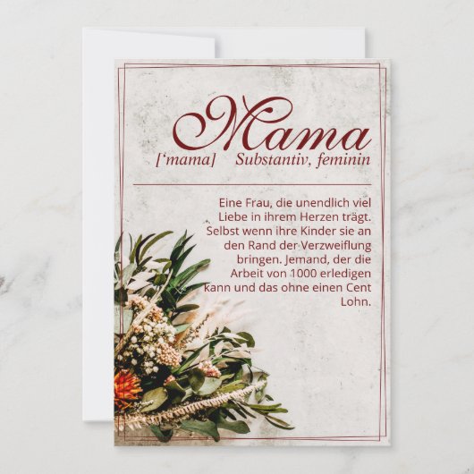 Mama - einfach unersetzlich - Bouquet (Vorderseite)