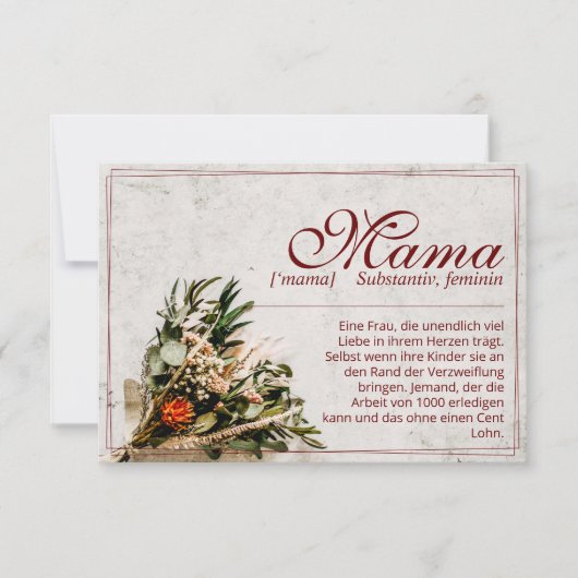 Mama - einfach unersetzlich - Bouquet (Vorderseite)