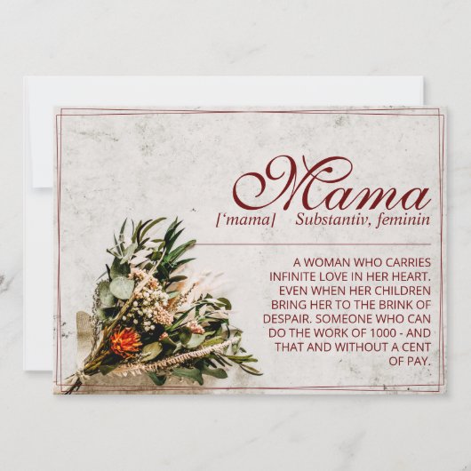 Mama - einfach unersetzlich - Bouquet (Vorderseite)