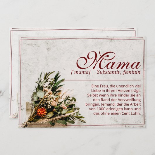 Mama - einfach unersetzlich - Bouquet (Vorne/Hinten)