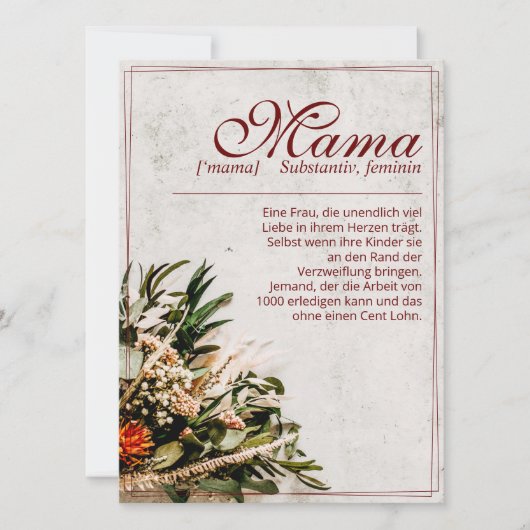 Mama - einfach unersetzlich - Bouquet (Vorderseite)