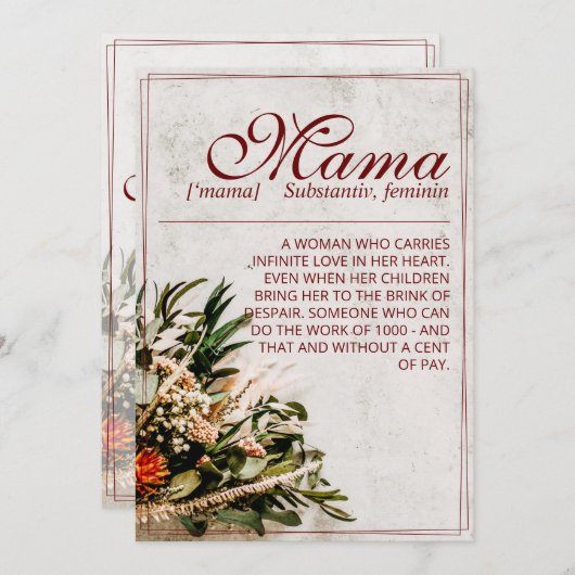 Mama - einfach unersetzlich - Bouquet (Vorne/Hinten)