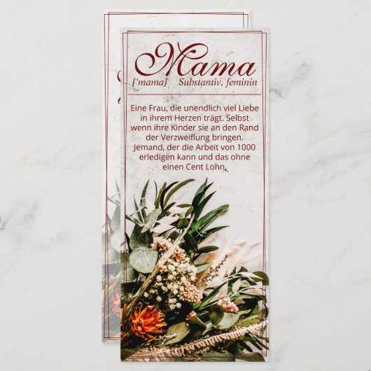 Mama - einfach unersetzlich - Bouquet (Vorne/Hinten)