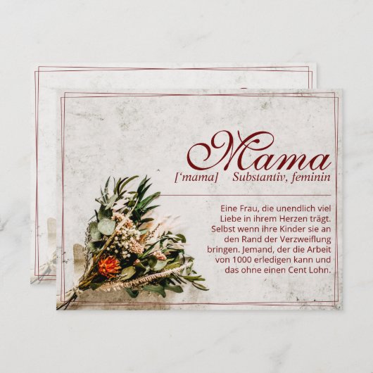 Mama - einfach unersetzlich - Bouquet (Vorne/Hinten)