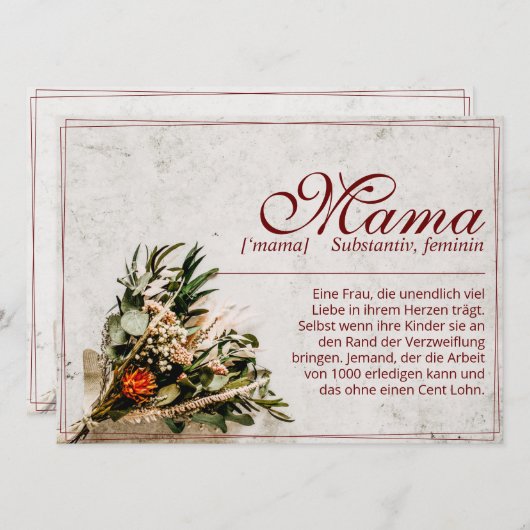 Mama - einfach unersetzlich - Bouquet (Vorne/Hinten)