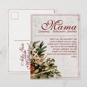 Mama - einfach unersetzlich - Bouquet Feiertagspostkarte