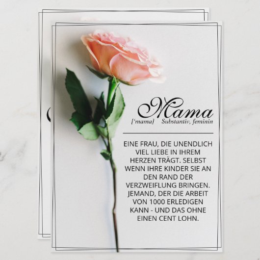 Mama - einfach unersetzlich | Classic Card - Rose (Vorne/Hinten)