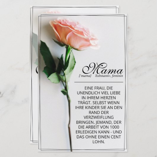 Mama - einfach unersetzlich | Classic Card - Rose (Vorne/Hinten)
