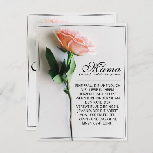 Mama - einfach unersetzlich | Classic Card - Rose (Vorne/Hinten)