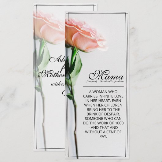 Mama - einfach unersetzlich | Classic Card - Rose  (Vorne/Hinten)