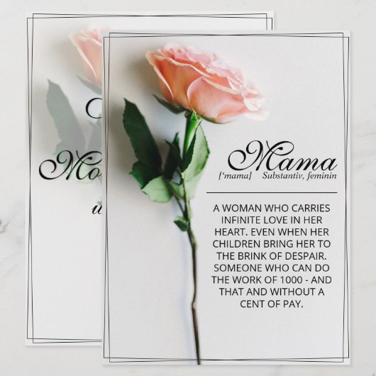 Mama - einfach unersetzlich | Classic Card - Rose  (Vorne/Hinten)
