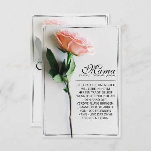 Mama - einfach unersetzlich | Classic Card - Rose  (Vorne/Hinten)