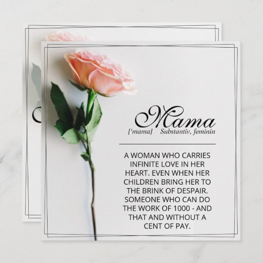 Mama - einfach unersetzlich | Classic Card - Rose  (Vorne/Hinten)