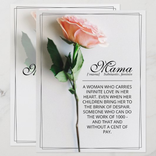 Mama - einfach unersetzlich | Classic Card - Rose  (Vorne/Hinten)