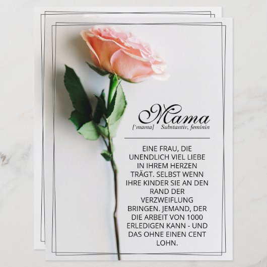 Mama - einfach unersetzlich | Classic Card - Rose (Vorne/Hinten)