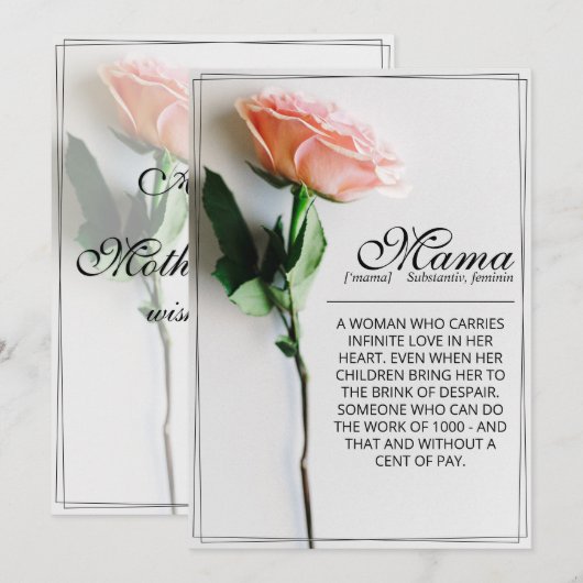 Mama - einfach unersetzlich | Classic Card - Rose (Vorne/Hinten)