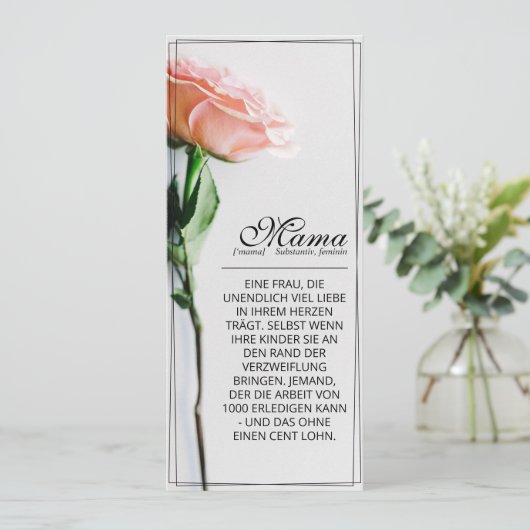 Mama - einfach unersetzlich | Classic Card - Rose (Stehend Vorderseite)