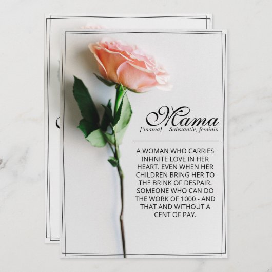 Mama - einfach unersetzlich | Classic Card - Rose (Vorne/Hinten)