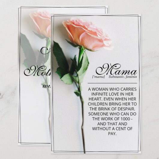 Mama - einfach unersetzlich | Classic Card - Rose (Vorne/Hinten)