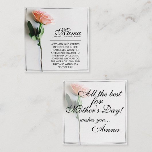 Mama - einfach unersetzlich | Classic Card - Rose  Mitteilungskarte (Vorne/Hinten)