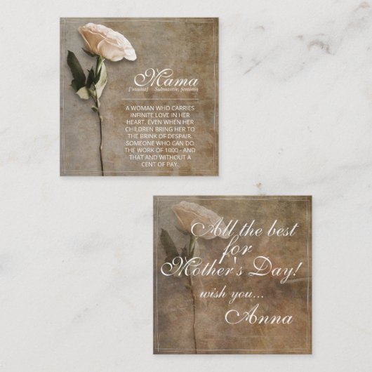 Mama - einfach unersetzlich - Vintag Mitteilungskarte (Vorne/Hinten)