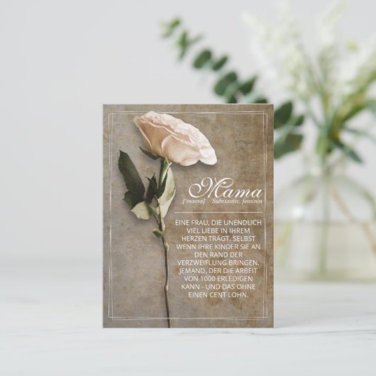 Mama - einfach unersetzlich - Vintage Urlaubspost Feiertagspostkarte (Stehend Vorderseite)