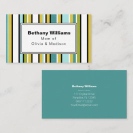 Mama Einfache blaugrüne Streifenkarte Visitenkarte