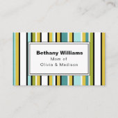 Mama Einfache blaugrüne Streifenkarte Visitenkarte (Vorderseite)