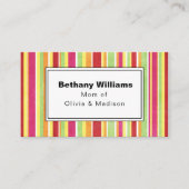 Mama Einfache Rosa Green Stripe Calling Card Visitenkarte (Vorderseite)