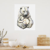 Mama Eisbär und Jungtier Poster (Küche)