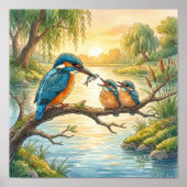 Mama Eisvogel und Küken-Kinderzimmer Poster (Vorne)