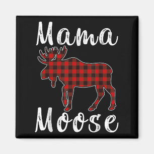 Mama-Elch-Familien-Weihnachts-Pyjama Rot& Schw Magnet