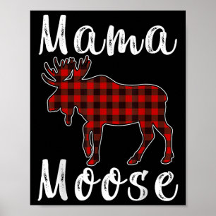 Mama-Elch-Familien-Weihnachts-Pyjama Rot& Schw Poster