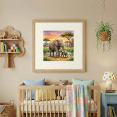 Mama Elefant und Kinderkrippe Poster