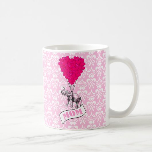 Mama, Elefanten und Herzblasen Kaffeetasse (Rechts)