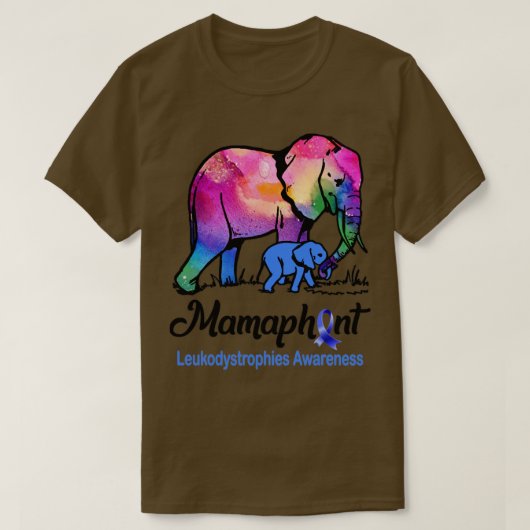 Mama Elephant Mamaphant Leukodystrophien Bewusstse T-Shirt (Design vorne)