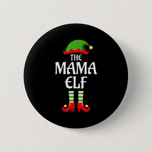 Mama Elf Family Matching Group Christmas Button (Vorderseite)