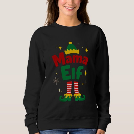 Mama Elf Matching Family Christmas Design Sweatshirt (Vorderseite)