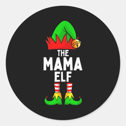 Mama Elf Matching Family Christmas Women  Runder Aufkleber (Vorderseite)
