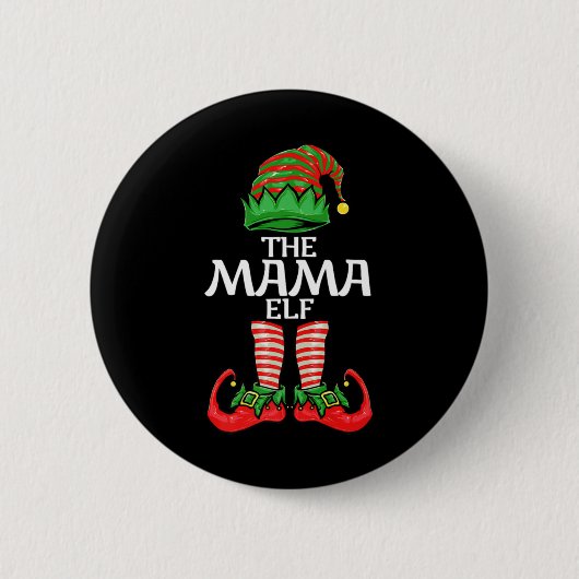 Mama Elf Mother Christmas Family Matching Group Pr Button (Vorderseite)