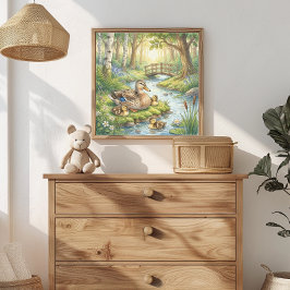 Mama Ente und Entenküken Kinderkrippe Poster