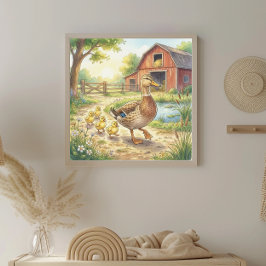 Mama Ente und Entenküken Kinderkrippe Poster