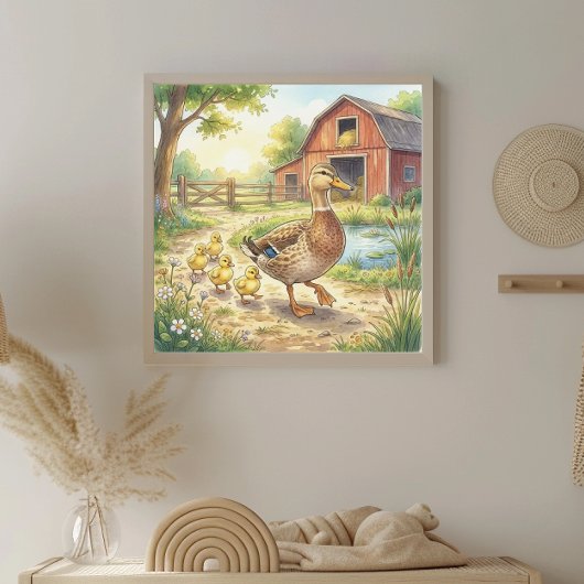 Mama Ente und Entenküken Kinderkrippe Poster