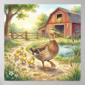 Mama Ente und Entenküken Kinderkrippe Poster (Vorne)