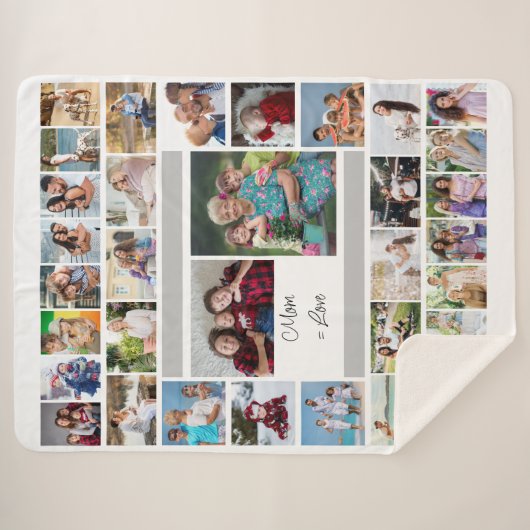 Mama entspricht Liebe 34 FotoCollage Sherpa Blanke Sherpadecke (Vorderseite (Horizontal))