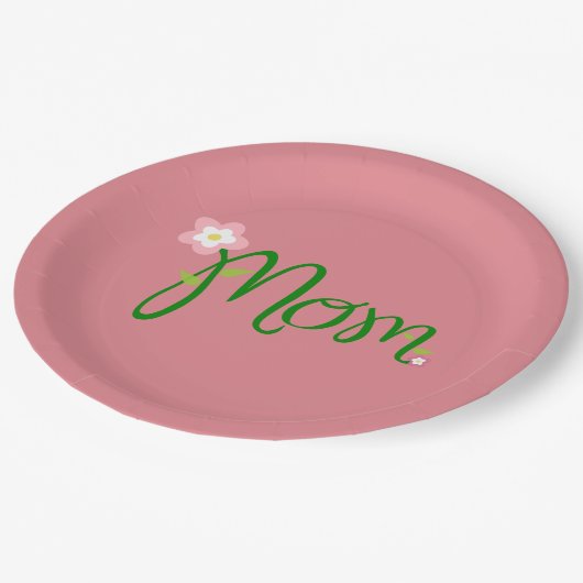 Mama Erdbeere Rosa Abendessen Pappteller (Schrägansicht)