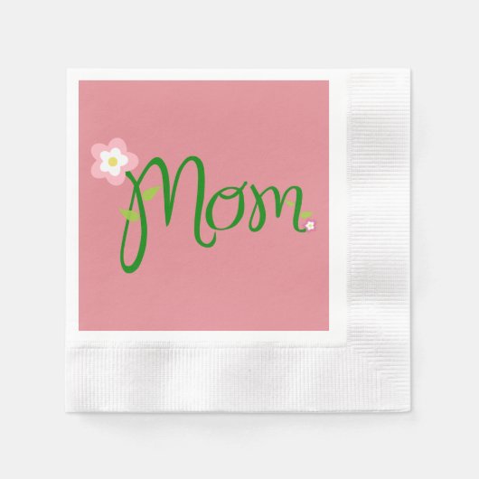 Mama Erdbeere Rosa Cocktail Napkin Serviette (Vorderseite)