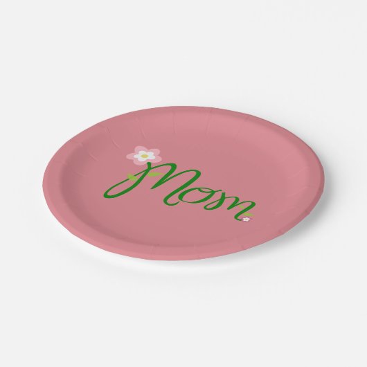 Mama Erdbeere Rosa Pappteller (Schrägansicht)